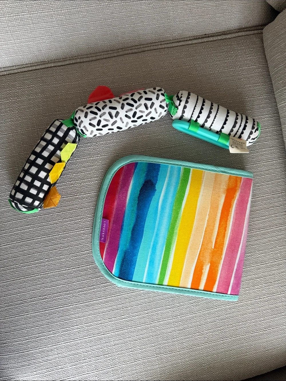 Lovevery sensory links and standing card holder from the looker play kit
